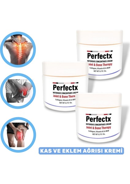 Perfectx Cream Eklem Fıtık Diz Dirsek Bel Kas Vb. Tüm Vücut Ağrılarına Destek Kremi Büyük Boy 150 ml