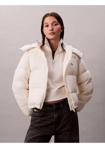 Klasik Orta Kalınlıkta Şişme Kadın Beyaz Ceket LV047D501G-VDV