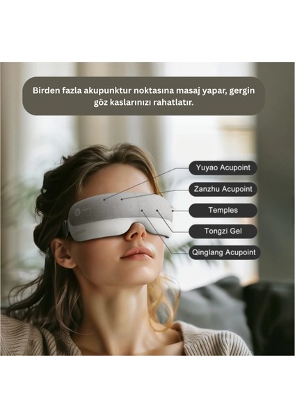 Göz Masaj Aleti – Yorgunluğu Gidermek Için Sıcak Kompres ve 5 Farklı Masaj Modu, Katlanabilir Taşınabilir Bt Müzik Destekli, White-Grey