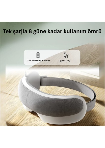 Göz Masaj Aleti – Yorgunluğu Gidermek Için Sıcak Kompres ve 5 Farklı Masaj Modu, Katlanabilir Taşınabilir Bt Müzik Destekli, White-Grey