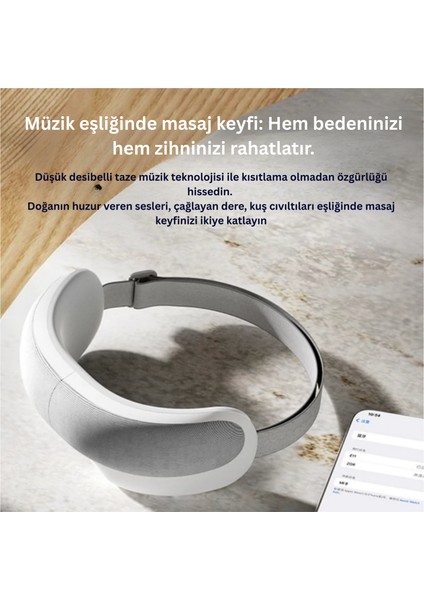 Göz Masaj Aleti – Yorgunluğu Gidermek Için Sıcak Kompres ve 5 Farklı Masaj Modu, Katlanabilir Taşınabilir Bt Müzik Destekli, White-Grey