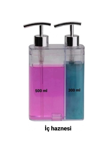 Gri, Sünger Hazneli Mutfak Sıvı Sabunluk (300 ml) ve Bulaşık Deterjanlık, Pompalı (500 ml) fiyatları