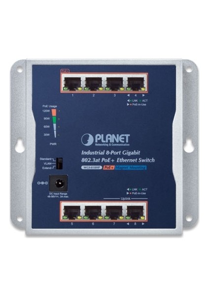 Endüstriyel Duvar Tip Yönetilemeyen Poe+ Switch (Industrial 8-Port 10/100/1000T 802.3AT Poe+ Wall-Mounted Gigabit Ethernet Switch)&lt;br&gt; 8-Port 10/100/1000BASE-T Ieee 802.3AT/AF Poe+ Injector (Por
