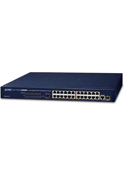 Yönetilemeyen Switch (Unmanaged Switch)&lt;br&gt; 24 x 10/100BASE-TX 802.3AT Poe+ (Port-1 ile Port-24 Arası) (Port Başına 30.8 Watt) (Poe Güç Bütçesi Maks. 190 Watt)&lt;br&gt; 1 x 10/100/1000BASE-T&LT