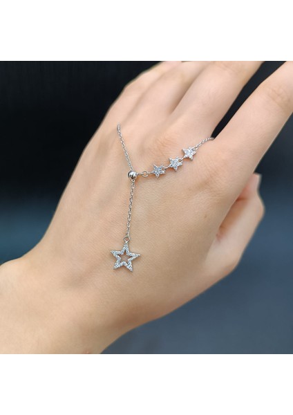 925 Ayar Gümüş Yıldız Modelli Kolye Ucu Yüksekliği Ayarlanabilir Tasarım Kolye