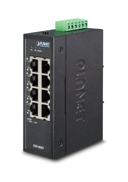 Endüstriyel Tip Yönetilemeyen Kompakt Ethernet Switch (Industrial Unmanaged Ethernet Switch)&lt;br&gt; 8-Port 10/100BASE-TX &LT;BR&GT; IP30, 40~75 Derece C