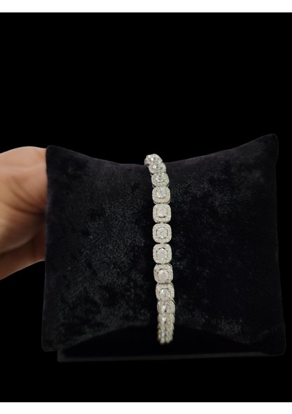 925 Ayar Gümüş Pırlanta Montür Baget Zirkon Taşlı Çok Şık Bileklik
