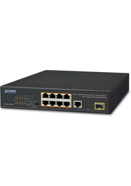 Yönetilemeyen Masaüstü Tip Switch (Unmanaged Desktop Switch)&lt;br&gt; 8-Port 10/100TX Ieee 802.3AT/AF Poe+ Injector Port (Port Başına 30.8 Watt) (Poe Güç Bütçesi Maks. 120 Watt)&lt;br&gt; 1-Port 10/1