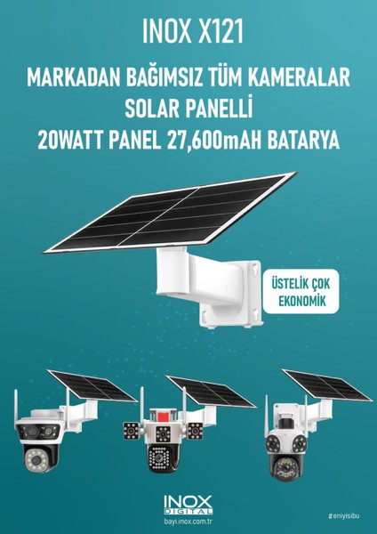INOX-X121 12V 20WATT Solar Panel 27,600MAH Batarya