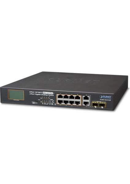 Yönetilemeyen Masaüstü Tip Switch (Unmanaged Desktop Switch)&lt;br&gt; 8-Port 10/100TX 802.3AT/AF Poe+ Injector Port (Port Başına 30.8 Watt) (Poe Güç Bütçesi Maks. 120 Watt)&lt;br&gt; 2-Port 10/100/10