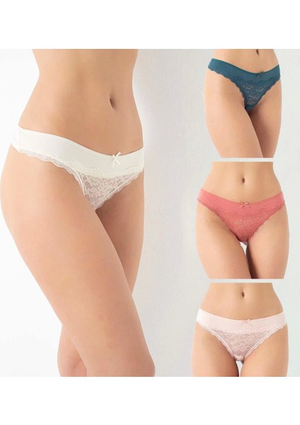 804-501 Kadın Dantelli 4 Lü Tanga Külot fiyatları