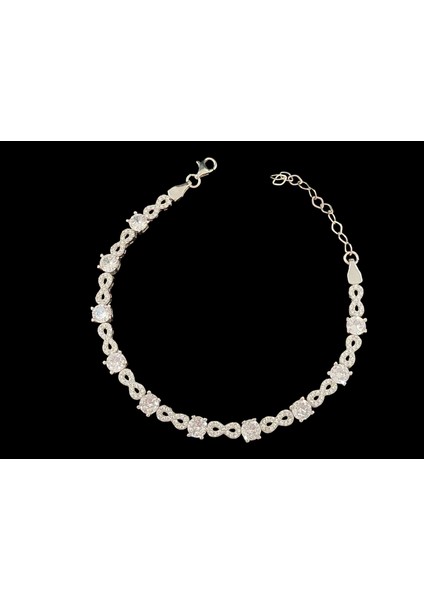 925 Ayar Gümüş Pırlanta Montür Zirkon Tek Taşlı Sonsuzluk Bileklik fiyatları