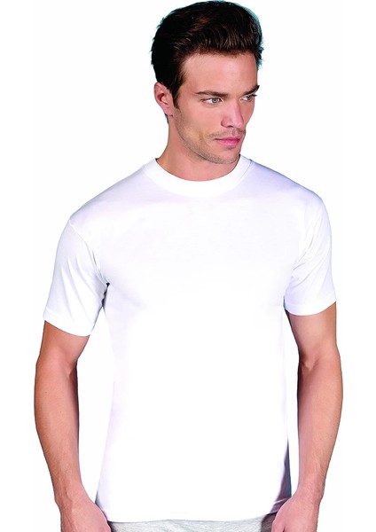 1003 Erkek O-Yaka %100 Pamuk Kısa Kol Fanila Beyaz M