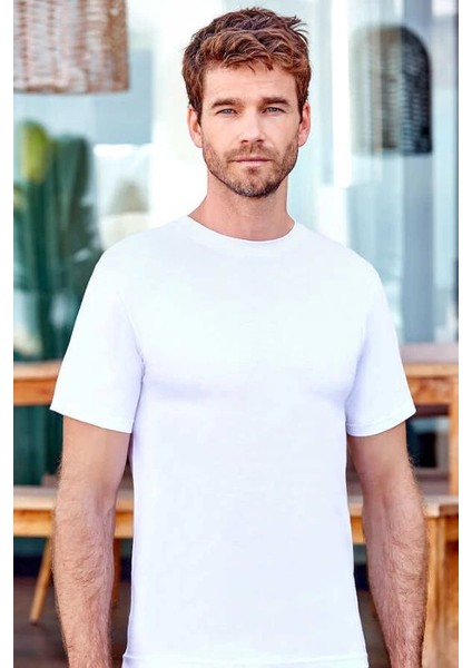 1003 Erkek O-Yaka %100 Pamuk Kısa Kol Fanila Beyaz M modelleri
