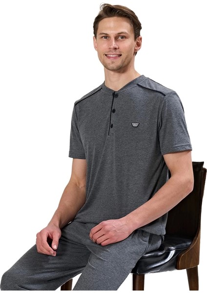 Over Sleep 1736 Erkek Kısa Kol Uzun Alt Yazlık Pijama Takım