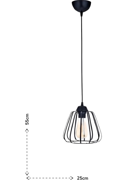 Tekli Turna Modern Sarkıt – Siyah, Camsız, Ayarlanabilir Boy | E27 Duy modelleri