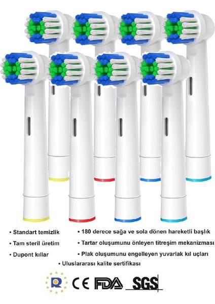 Oral-B Şarjlı Diş Fırçası Uyumlu 8 Adet Precision Clean Yedek Başlık