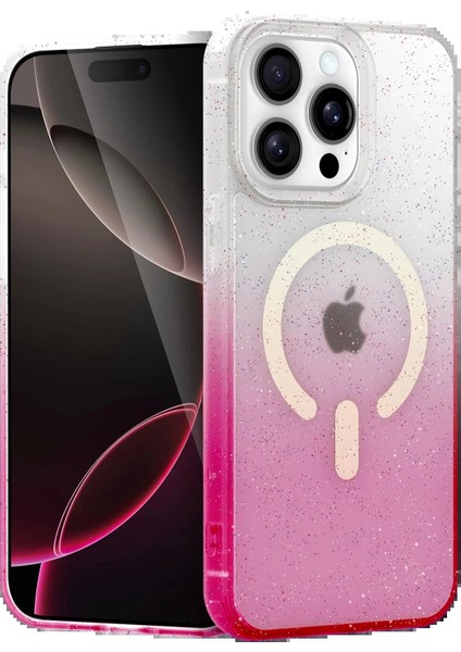 Apple iPhone 15 Pro Max Pummel Shiny Magsafe Kapak - PEMBE-(5796)