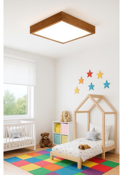 Dekoratif Ahşap LED Tavan Lambası Enerji Tasarruflu tavan Paneli 6500k beyaz ışık 60*60 cm indirimleri