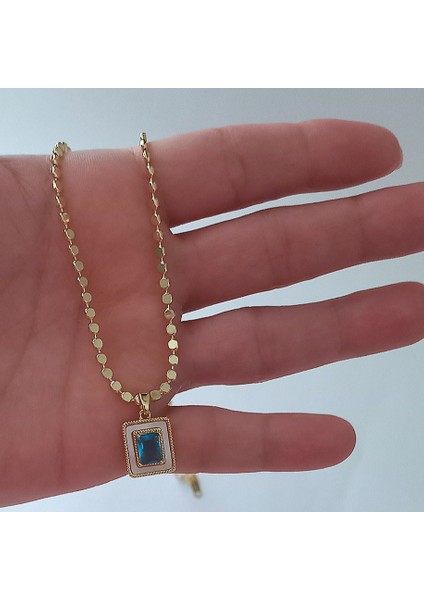 Taş Detaylı Gold Ezme Model Çelik Kolye fiyatları