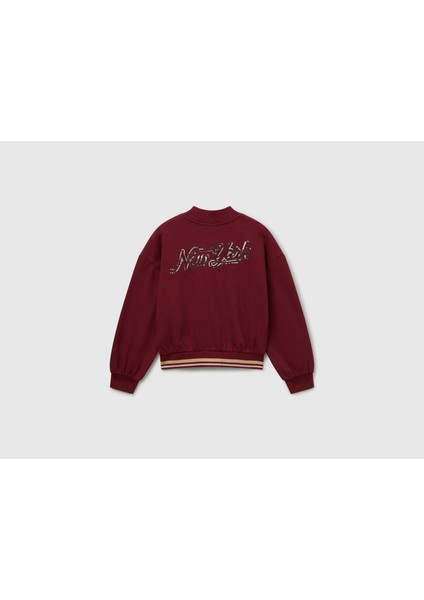 Kız Çocuk Bordo Payet Işlemeli Ucu Çizgili Sweatshirt Hırka fiyatları