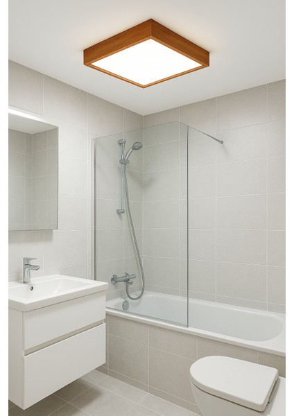 Ahşap Çerçeveli LED Panel Tavan Avize Dekoratif Aydınlatma 6500K Beyaz Işık 30*30 cm