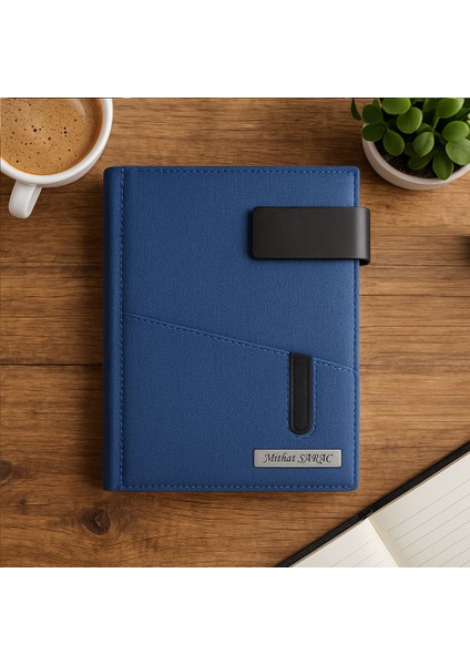 İsme özel mıknatıs kilitli lacivert ajanda 2026 tarihli - İsme özel kalem hediyeli