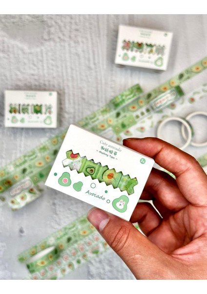 Cute Avocado Beyaz 4'lü Washi Bant Set/washi Tape/masking Tape/desenli Bant