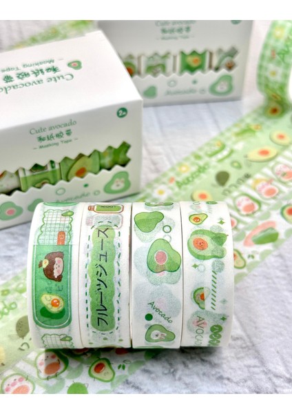 Cute Avocado Beyaz 4'lü Washi Bant Set/washi Tape/masking Tape/desenli Bant fiyatları