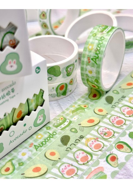 Cute Avocado Beyaz 4'lü Washi Bant Set/washi Tape/masking Tape/desenli Bant modelleri