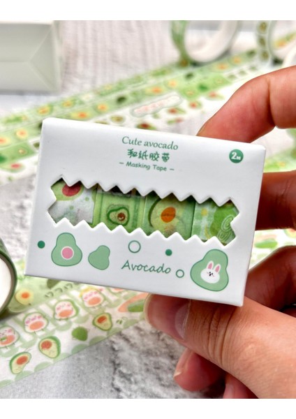 Cute Avocado Beyaz 4'lü Washi Bant Set/washi Tape/masking Tape/desenli Bant fırsatları
