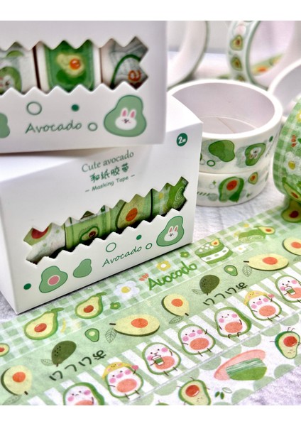 Cute Avocado Beyaz 4'lü Washi Bant Set/washi Tape/masking Tape/desenli Bant indirimleri