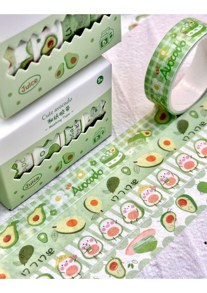 Cute Avocado Yeşil 4'lü Washi Bant Set/washi Tape/masking Tape/desenli Bant fiyatları