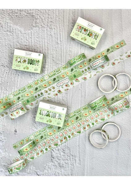Cute Avocado Yeşil 4'lü Washi Bant Set/washi Tape/masking Tape/desenli Bant indirimleri