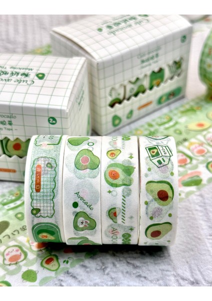 Cute Avocado 4'lü Washi Bant Set/washi Tape/masking Tape/desenli Bant fiyatları