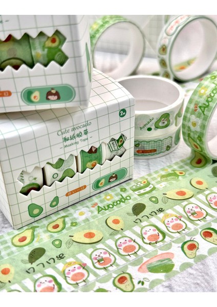 Cute Avocado 4'lü Washi Bant Set/washi Tape/masking Tape/desenli Bant modelleri