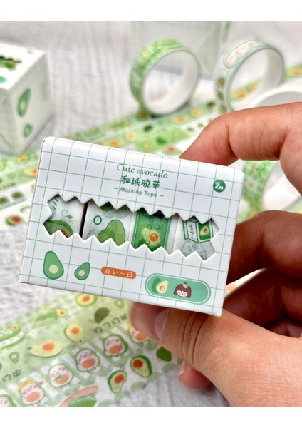 Cute Avocado 4'lü Washi Bant Set/washi Tape/masking Tape/desenli Bant fırsatları