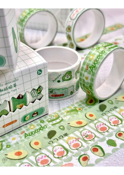 Cute Avocado 4'lü Washi Bant Set/washi Tape/masking Tape/desenli Bant indirimleri