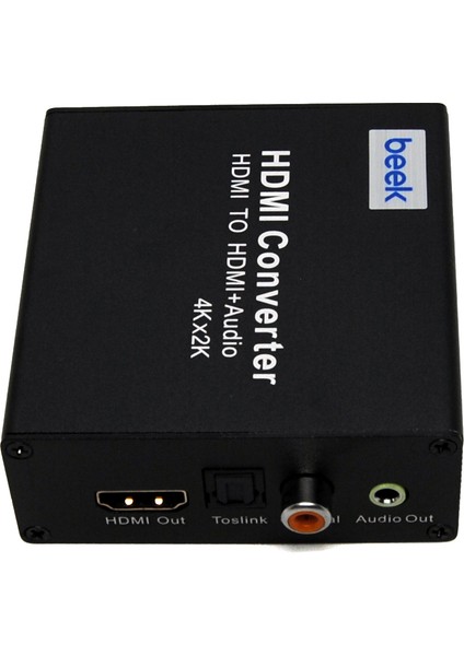 Beek HDMI &lt;-&gt; HDMI + Ses Sinyal Çeviricisi, 1 x HDMI Giriş, 1 x HDMI Çıkış + Toslink Ses Çıkışı (Spdıf Yuva) + Coax Ses Çıkışı (Cinch Yuva) + Analog Ses Çıkışı (3.5mm Yuva)&lt;br&gt; beek HDMI