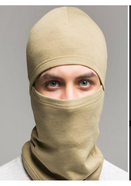 Haki Renk Soğuğa Karşı Korumalı Unisex Termal Kar Maskesi, Şapka