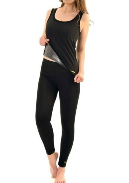 Kadın Siyah Sweet Sauna Termal Tayt ve Atlet 1 Beden Incelme Garantili
