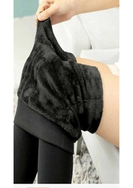 Kadın Siyah Termal Peluş Likralı Kışlık Tayt fiyatları