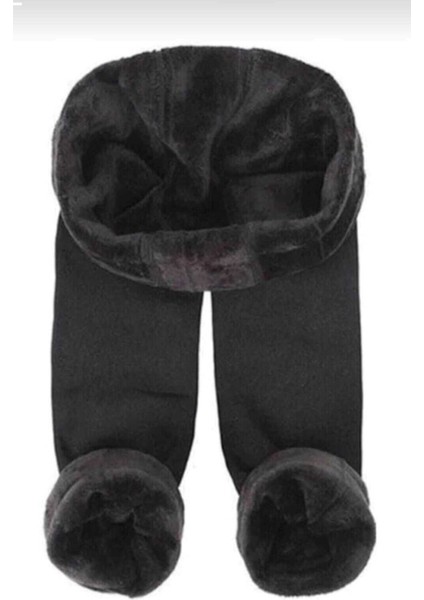 Kadın Siyah Termal Peluş Likralı Kışlık Tayt modelleri