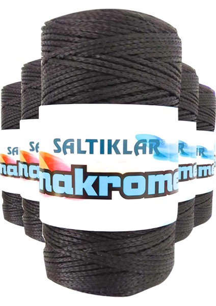 5 Adet Polyester Makrome İpi Syh Siyah 100 gr