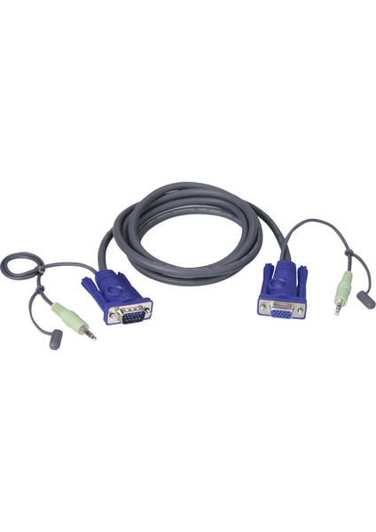 VGA Kablosu, 1 x Hdb-15 Erkek (Vga Monitör), 1 x Mini Stereo Fiş (Hoparlör) &lt;=&gt; 1 x Hdb-15 Dişi (Kvm Port), 1 x Mini Stereo Fiş (Hoparlör), 1.8 Metre&lt;br&gt; vga Cable With Audio, 1.8m