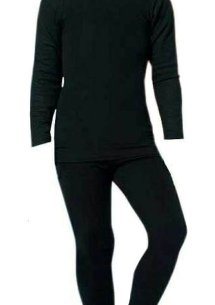 Erkek Çocuk Termal Içlik Tayt Alt Üst Siyah Uzun