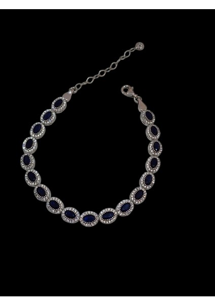 925 Ayar Gümüş Pırlanta Montür Safir Taşlı Bileklik fiyatları