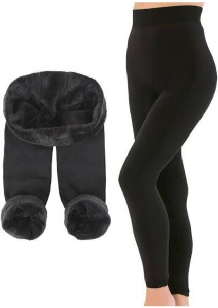 Kadın Siyah Peluşlu Termal Tayt