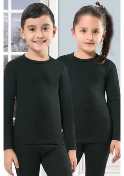 Unisex Çocuk Uzun Kollu Atlet Termal Siyah 3