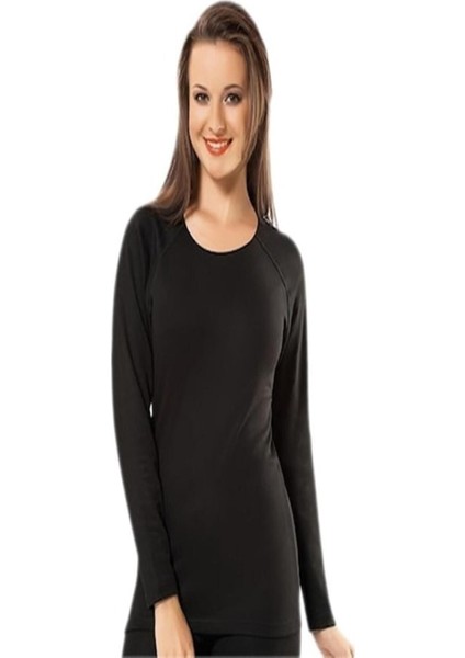 Termal Kışlık Kalın Uzun Kollu Üst Içlik Siyah Renk